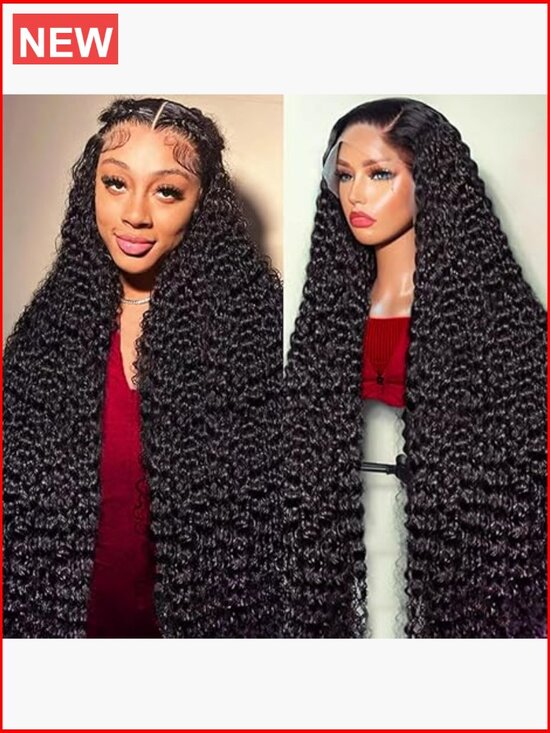 250 Density 15A Raw Human Hair Deep Wave Lace Front Wig 13x6 HD